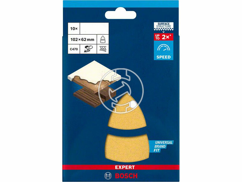 EXPERT C470 csiszolópapír multicsiszolókhoz, Wood and Paint, 102 x 62 mm, 93 mm, P80, 11 lyuk