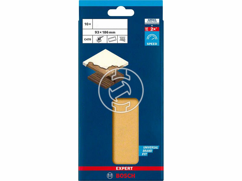EXPERT C470 csiszolópapír rezgőcsiszolókhoz, Wood and Paint, 93 x 186 mm, G180, 8 lyuk