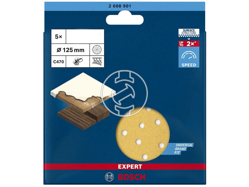 EXPERT C470 csiszolópapír excentercsiszolóra, Wood and Paint, 125mm, G100, Multihole