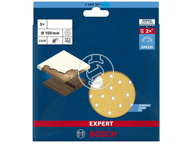 EXPERT C470 csiszolópapír excentercsiszolókhoz, Wood and Paint, 150 mm, P320, Multihole