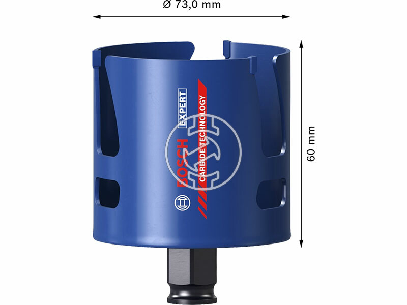 EXPERT Construction Material körkivágó, 73 mm, 73 x 60 mm, 2 7/8, 3 vágóél