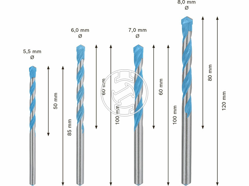 EXPERT CYL-9 Multiconstruction többcélú fúró készlet, 4 db, 5,5; 6,0; 7,0; 8,0 mm