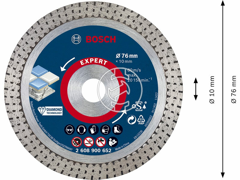 EXPERT Hard Ceramic gyémánt vágótárcsa (GWS 12V-76 sarokcsiszolóhoz), 76 x 1,9 x 10 mm