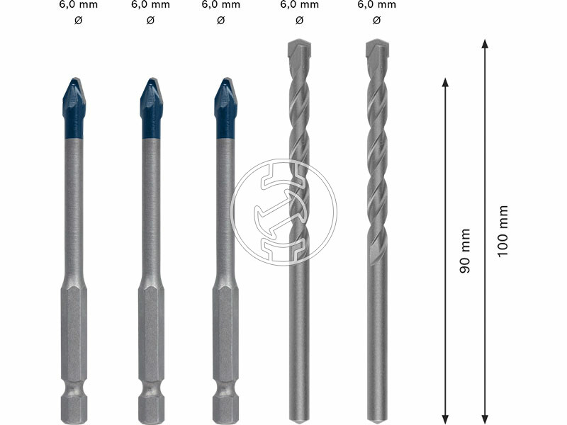 EXPERT HEX-9 HARD CERAMIC 5db-os fúrószár vegyes készlet , (3x)6,0 mm HEX-9 Hard Ceramic, (2x)6,0 m