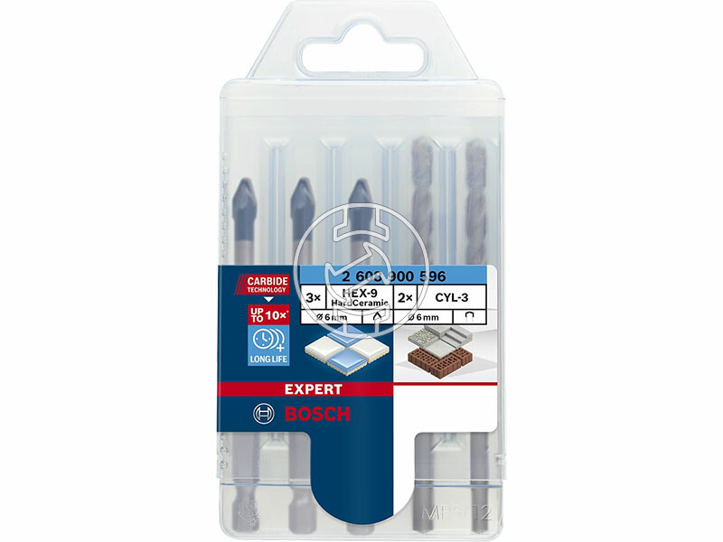 EXPERT HEX-9 HARD CERAMIC 5db-os fúrószár vegyes készlet , (3x)6,0 mm HEX-9 Hard Ceramic, (2x)6,0 m