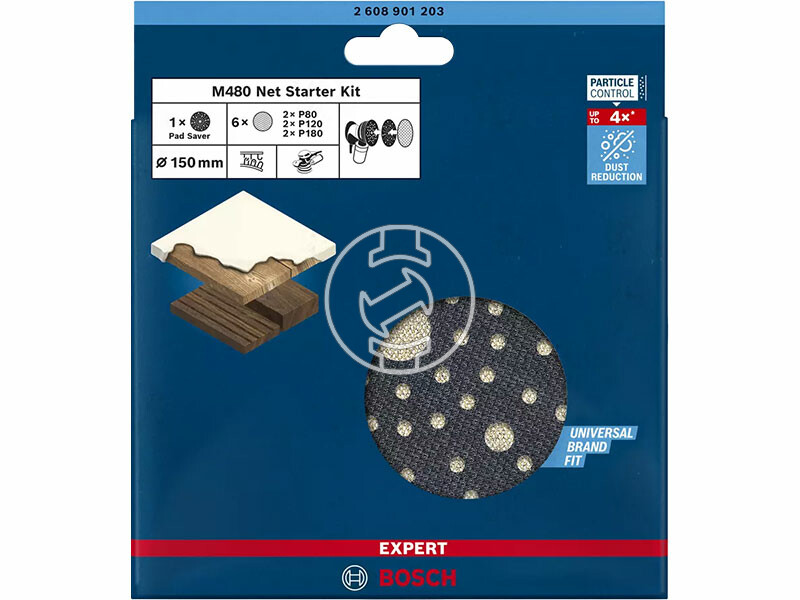 EXPERT M480 csiszolóháló kezdőkészlet excentercsiszolókhoz , 150 mm, 2xP80 / 2xP120 / 2xP180, 1 db