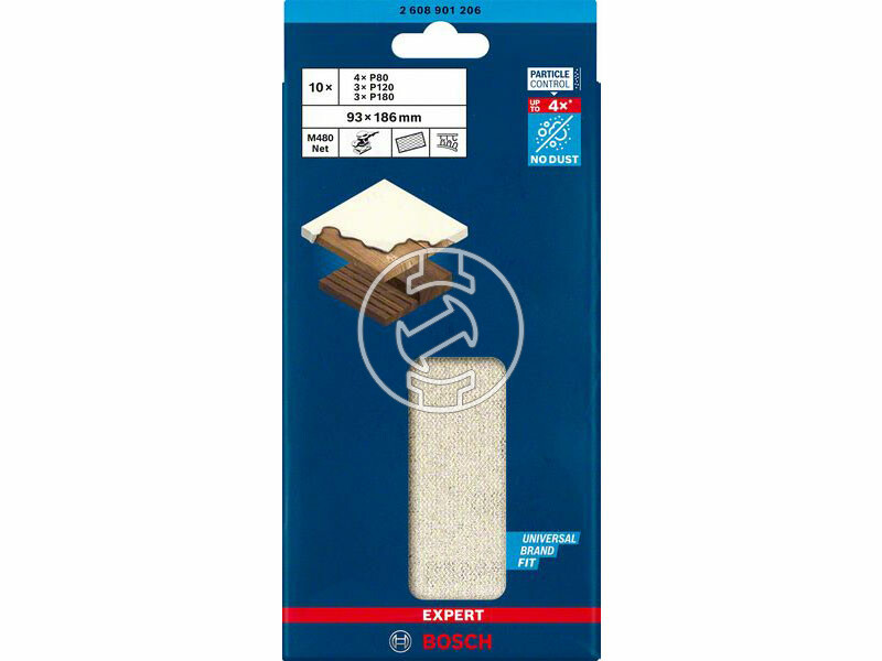 EXPERT M480 csiszolóháló rezgőcsiszolókhoz, 10 db, 93 x 186 mm, 4xP80 / 3xP120 / 3xP180