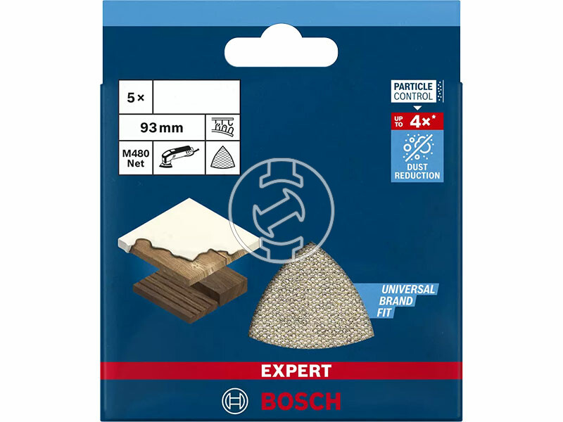 EXPERT M480 csiszolóháló deltacsiszolóra és multifunkciós rezgőfűrészre, 5 db, 93 x 93 mm, P180