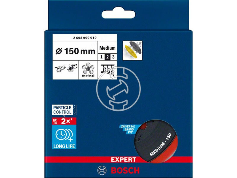 EXPERT Többszörös lyukasztású csiszolótalp Bosch excentercsiszolókhoz, 150 mm, közepesen durva