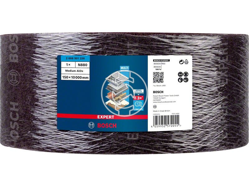 EXPERT Csiszolófilc tekercs fémhez, rozsdamentes acélhoz és fához, 150 x 10000 mm, közepes, Alox