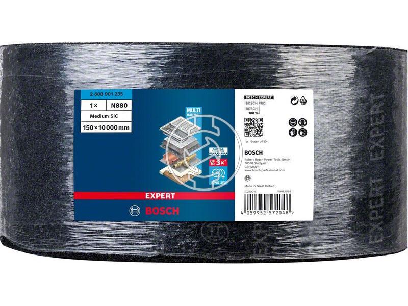 EXPERT Csiszolófilc tekercs rozsdamentes acélhoz és színes fémhez, 150 x 10000 mm, közepes, SiC