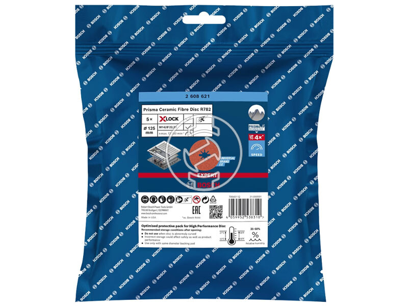 EXPERT R782 X-LOCK Prisma kerámiaszemncsés fíbertárcsa Inoxhoz, 5db, X-LOCK 125mm, G36+, 5db