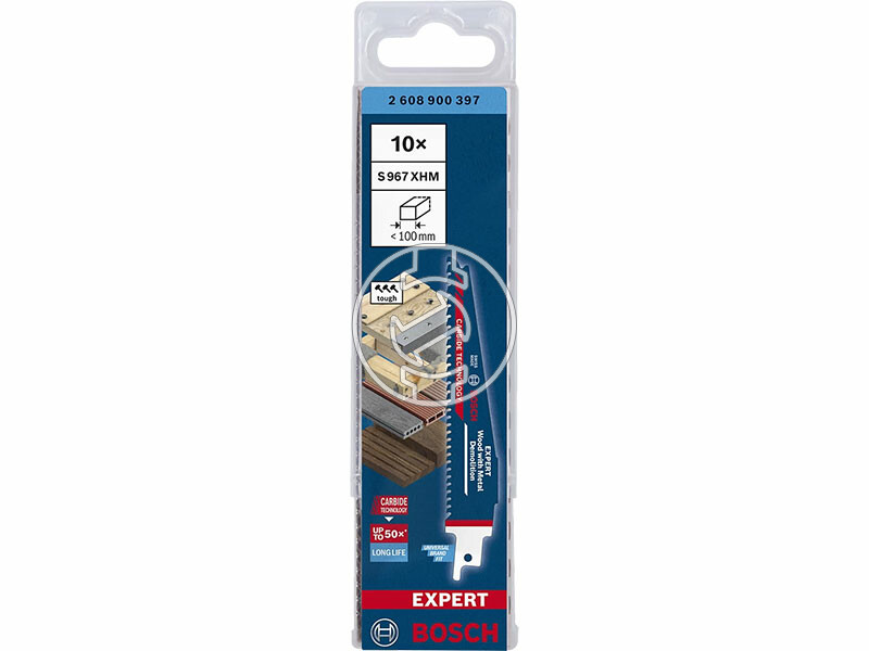 EXPERT S967 XHM Wood with Metal Demolition keményfém fogazású szablyafűrészlap, 10 db, Anyagvastags