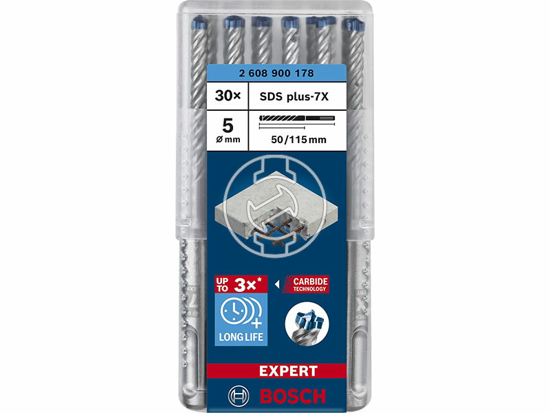 EXPERT SDS Plus-7X kalapácsfúró 5 x 50, 30 db