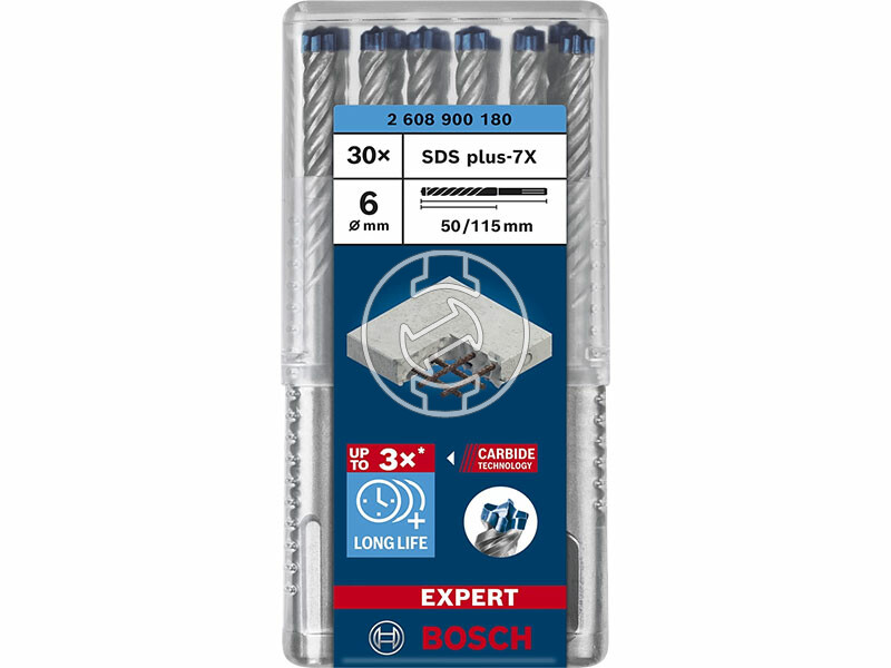 EXPERT SDS Plus-7X kalapácsfúró 6 x 50, 30 db