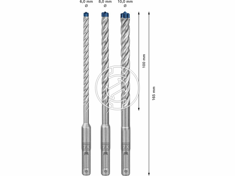 EXPERT SDS Plus-7X készlet, 3 db, 6 / 8 / 10 mm