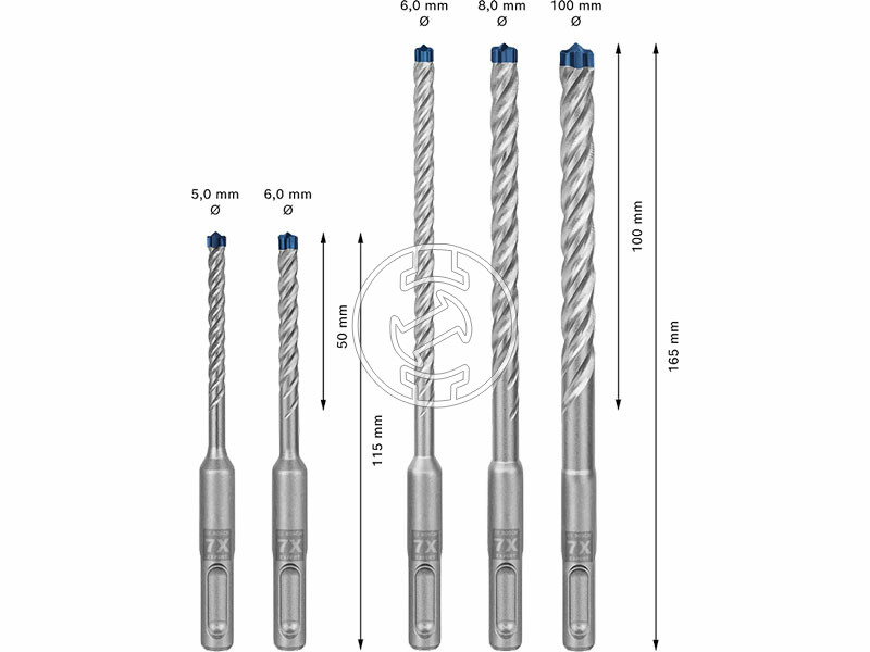 EXPERT SDS Plus-7X Robust Line készlet , 5 db, 5 / 6 / 6 / 8 / 10 mm
