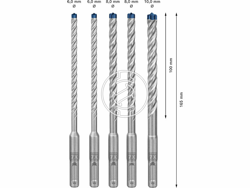 EXPERT SDS Plus-7X Robust Line készlet , 5 db, 6 / 6 / 8 / 8 / 10 mm