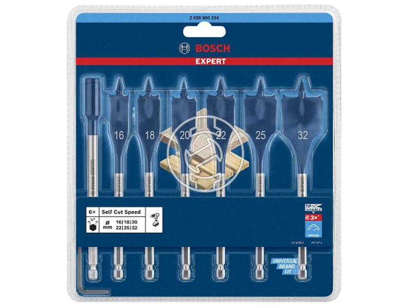 EXPERT Self Cut lapos marófúró készlet, 7 db, 16; 18; 20; 22; 25; 32 x 152 mm