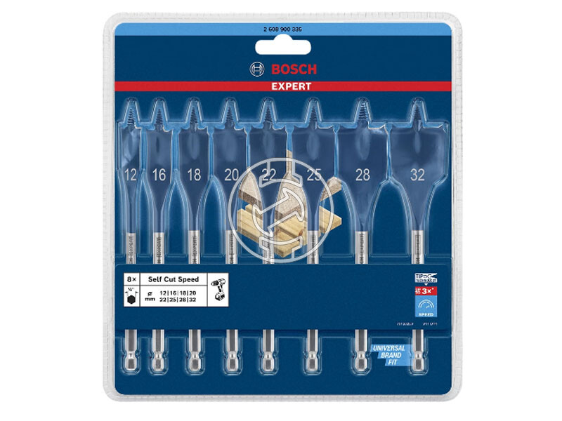 EXPERT Self Cut lapos marófúró készlet, 8 db, 12; 16; 18; 20; 22; 25; 32 x 152 mm