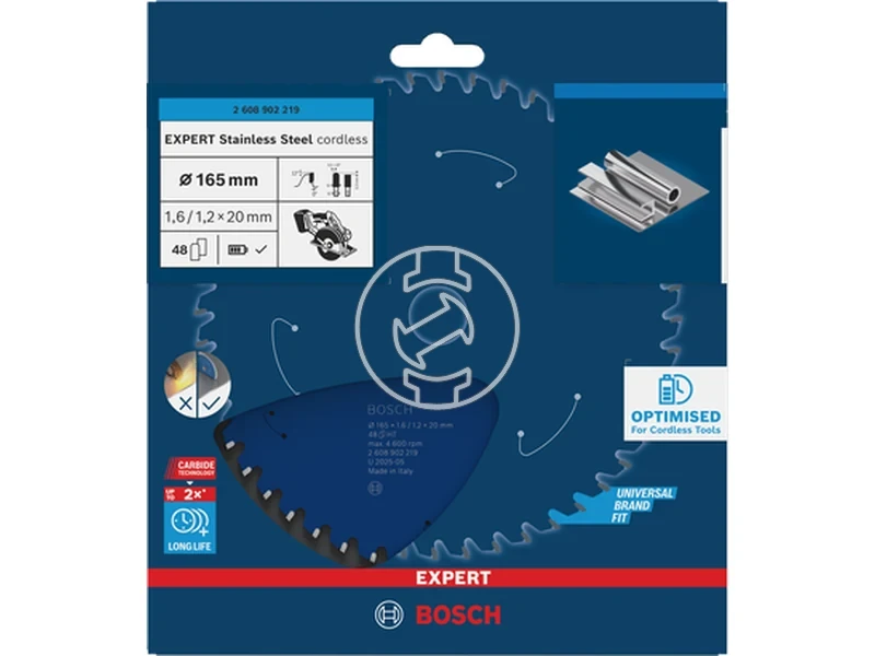 Kép: EXPERT Stainless Steel korfureszlap Akkus 165x20x1.61.2x48T.webp