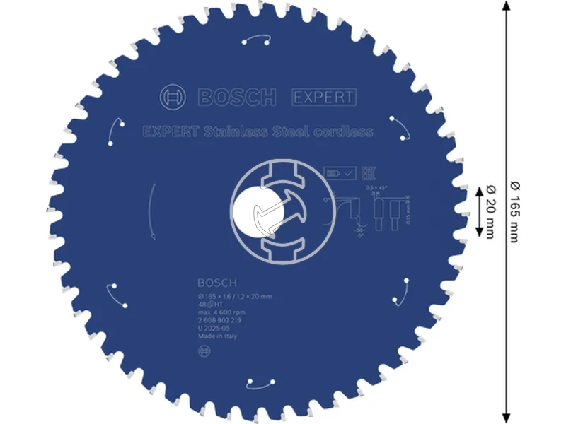 Kép: EXPERT Stainless Steel korfureszlap Akkus 165x20x1.61.2x48T.webp