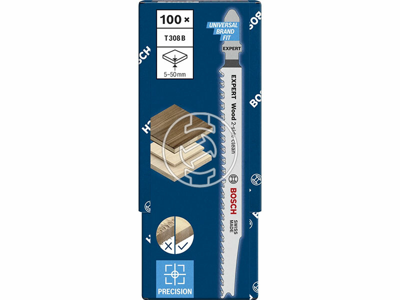 EXPERT T 308 B Wood 2-side clean szúrófűrészlap, Anyagvastagság: 5-50 mm, Méret: 117 mm, Fogosztás: