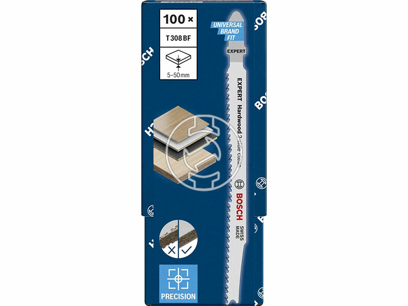EXPERT T 308 BF Hardwood 2-side clean szúrófűrészlap, Anyagvastagság: 5-50 mm, Méret: 117 mm, Fogos