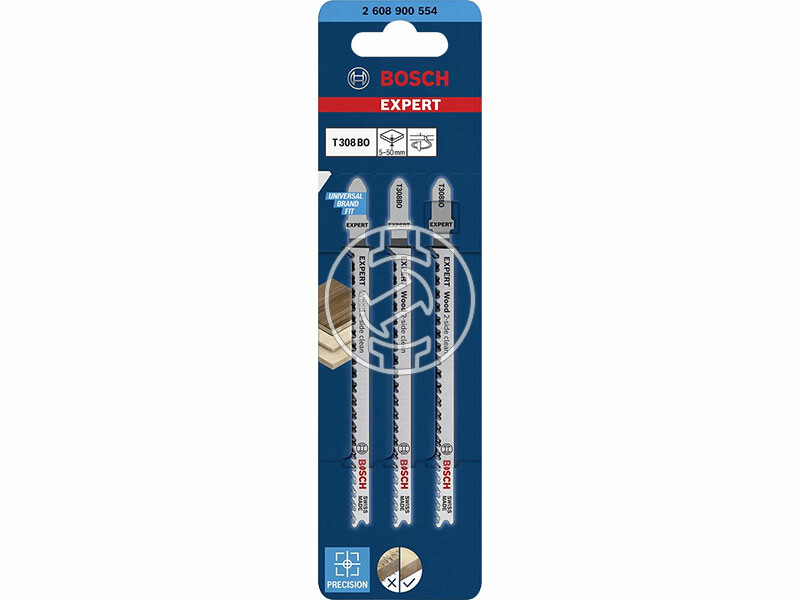 EXPERT T 308 BO Wood 2-side clean szúrófűrészlap, Anyagvastagság: 5-50 mm (íves), Méret: 117 mm, Fo