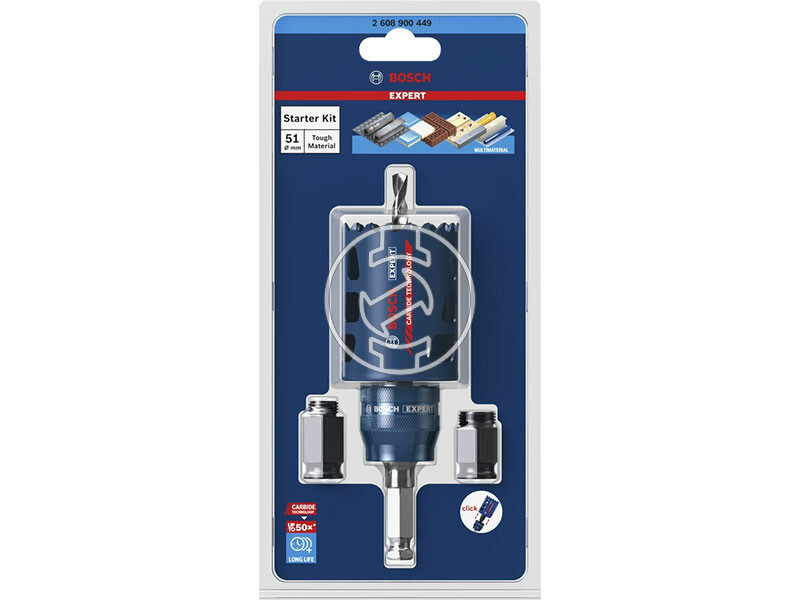 EXPERT Tough Material Körkivágó kezdőkészlet, 51 mm, 51 mm, 1 db HSS-G Központosító fúrószár, 1 db