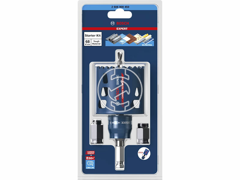 EXPERT Tough Material Körkivágó kezdőkészlet, 68 mm, 68 mm, 1 db HSS-G Központosító fúrószár, 1 db