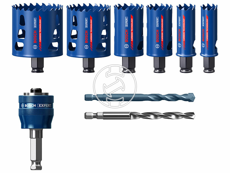 EXPERT Tough Material körkivágú készlet, 9 részes , 22, 25, 35, 51, 60, 68 mm, 1 db HSS-G központo