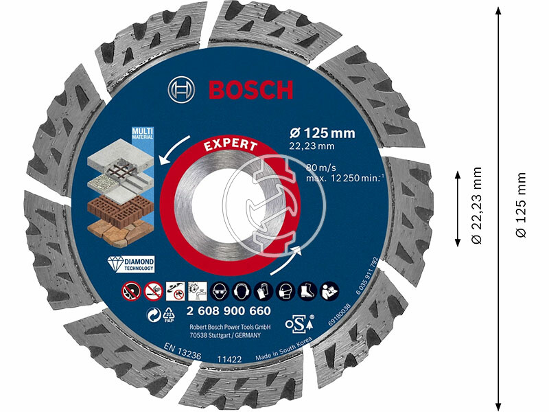 EXPERT Universal gyémánt vágótárcsa, 125 x 2,2 mm, 22,23 mm