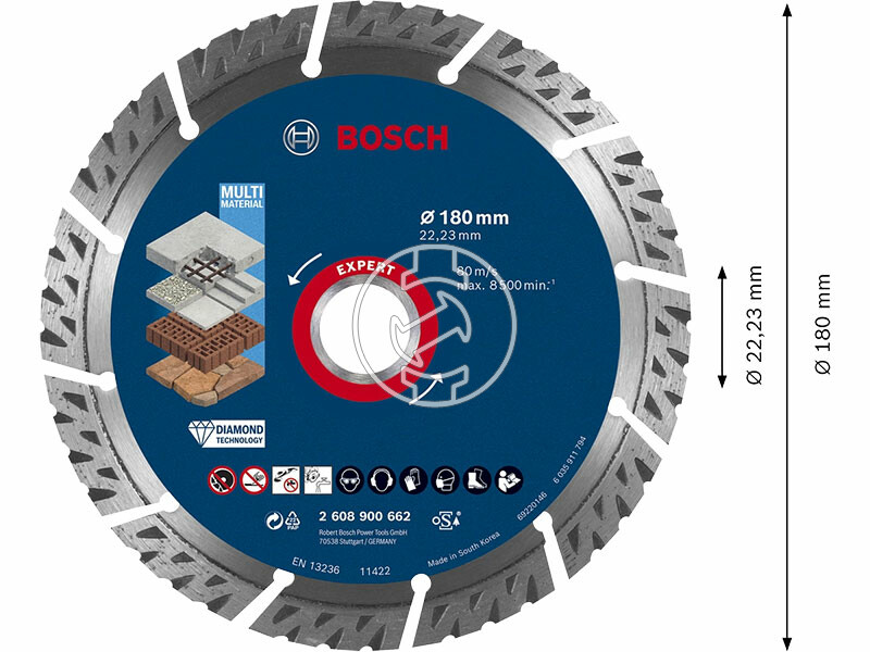 EXPERT Universal gyémánt vágótárcsa, 180 x 2,4 mm, 22,23 mm