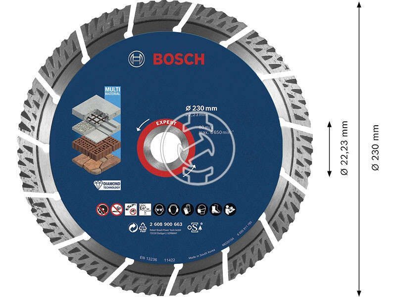 EXPERT Universal gyémánt vágótárcsa, 230 x 2,4 mm, 22,23 mm