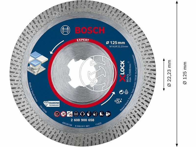 EXPERT X-LOCK Gyémánt vágótárcsa Best for Hard Ceramic, 125 x 22,23 x 1,8 x 10 mm, X-LOCK