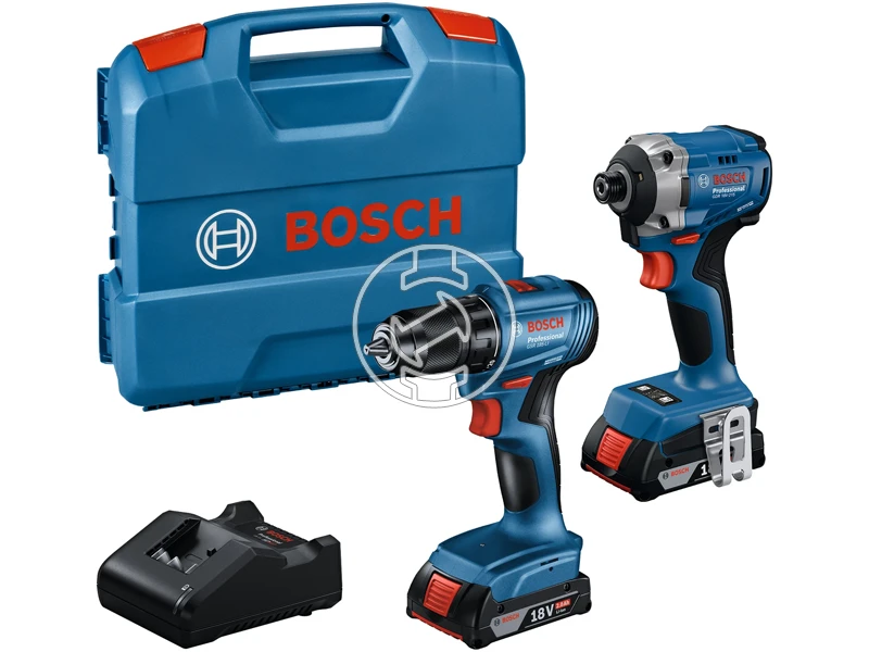 Bosch GDX 18V-285 + GSR 185-LI gépcsomag 2x2Ah, GAL 18V-20, koffer