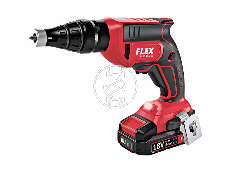 Flex DW 45 18.0-EC 2.5 Set akkus csavarbehajtó mélységütközővel 18 V | Szénkefementes | 2 x 5 Ah akku + töltő | L-Boxx-ban