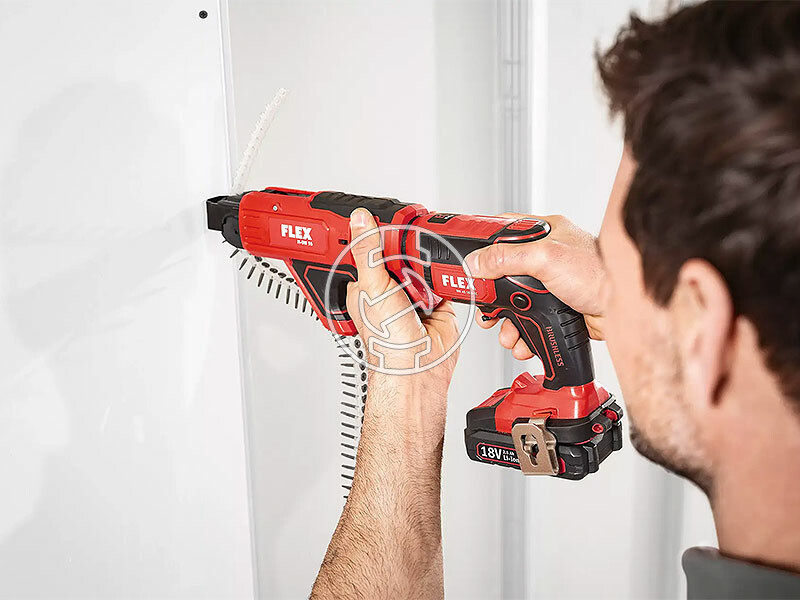 Flex DW 45 18.0-EC 2.5 Set akkus csavarbehajtó mélységütközővel 18 V | Szénkefementes | 2 x 5 Ah akku + töltő | L-Boxx-ban