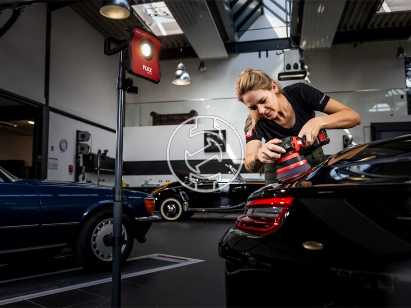 Flex XCE 8 150 18-EC Set akkus polírozógép 18 V | 150 mm | Szénkefementes | 2 x 5 Ah akku + töltő | Kartondobozban