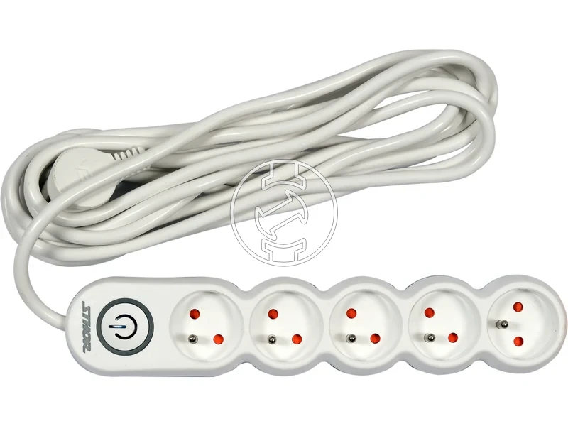 Kép: Foldelt halozati eloszto 5 aljzat 5 m kabel.webp