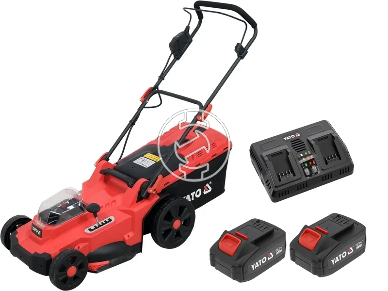 Yato YT-85224 akkus fűnyíró 2x18 V, 43 cm, 50 l, 2 x 4 Ah akku + duplatöltő