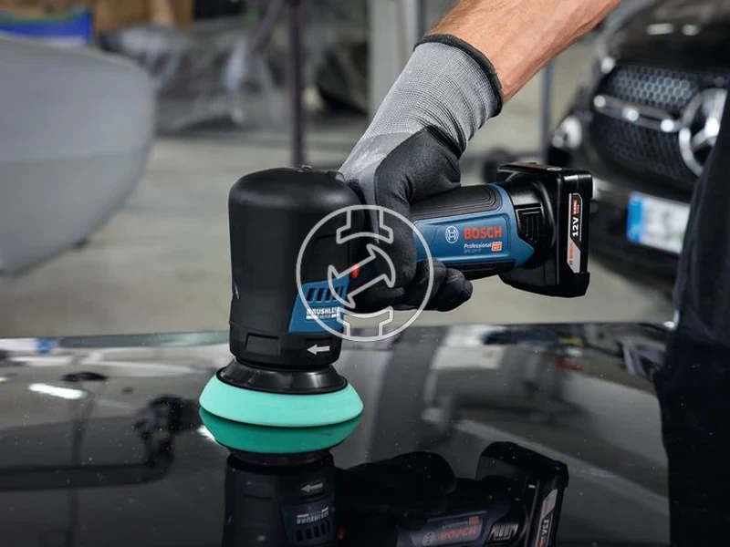 Kép: GPO 12V-77 Akkus Polirozo akku es tolto nelkul kartondobozban.webp