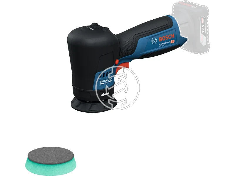 Kép: GPO 12V-77 Akkus Polirozo akku es tolto nelkul kartondobozban.webp