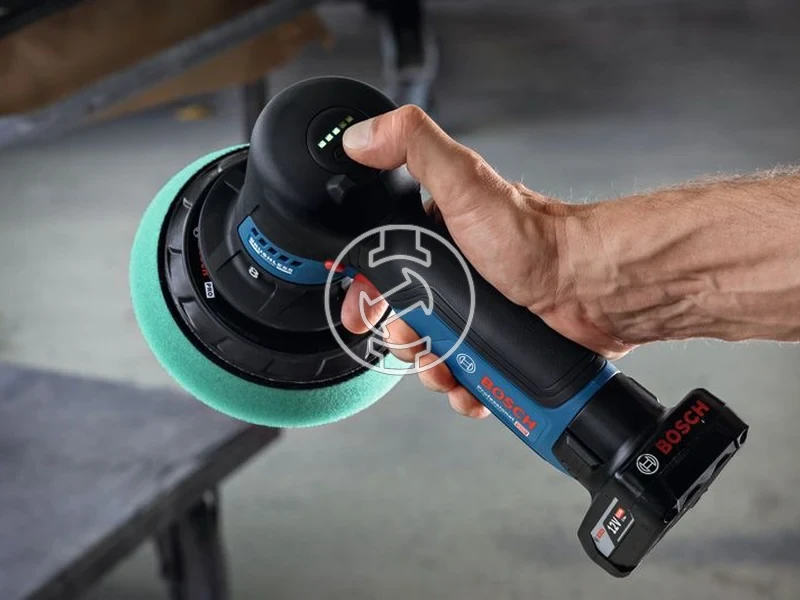 Kép: GPX 12V-125 Akkus Polirozo akku es tolto nelkul kartondobozban.webp