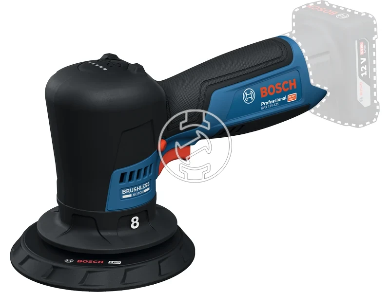 Kép: GPX 12V-125 Akkus Polirozo akku es tolto nelkul kartondobozban.webp