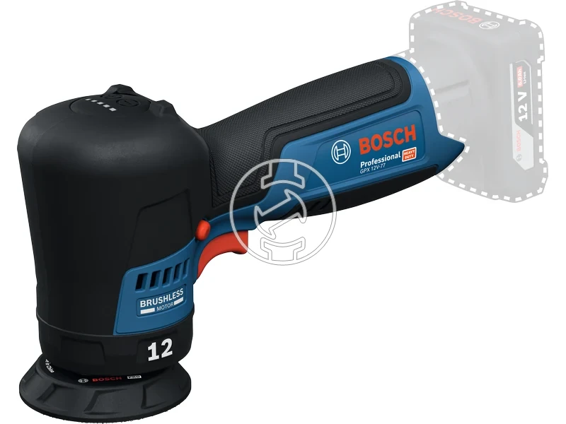 Kép: GPX 12V-77 Akkus Polirozo akku es tolto nelkul kartondobozban.webp