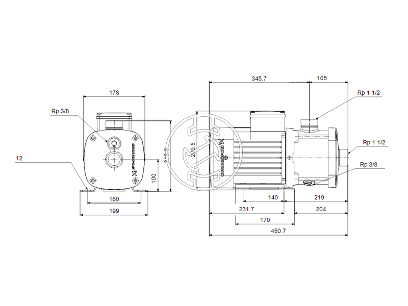 Grundfos CM10-2 A-R-G-V-AQQV F-A-A-N centrifugál szivattyú