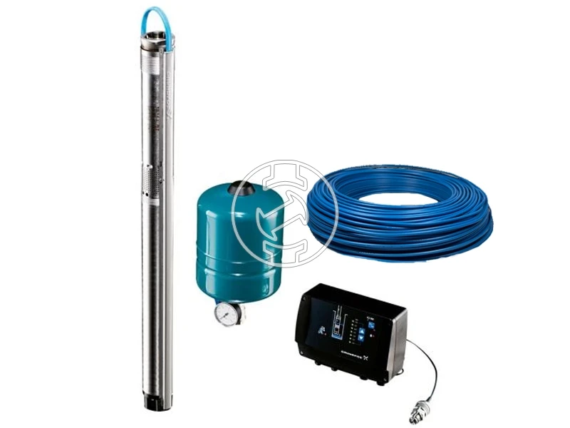 Grundfos SQE 5-70 mélykúti szivattyú CU301 + 8l-es tartály + 40m kábel