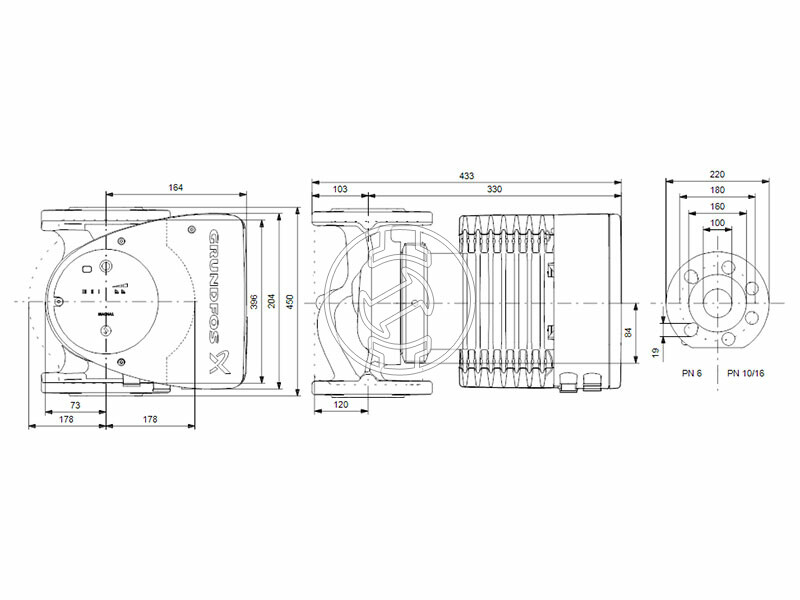 Grundfos MAGNA1 100-40 F 450 PN10 keringető szivattyú